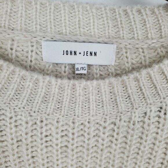 John + Jenn Chunky Knit Color Block Sweater Cream Gray Size XL‎ - Picture 2 of 6